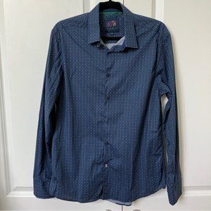 John Lennon Geometric Blue Button Down Shirt